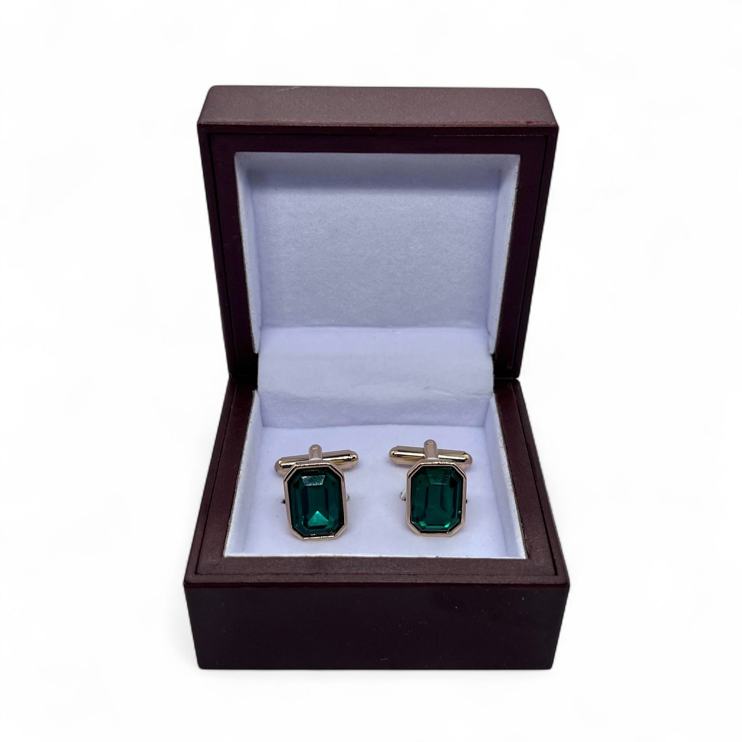 Emerald-Tone Golden Cufflinks