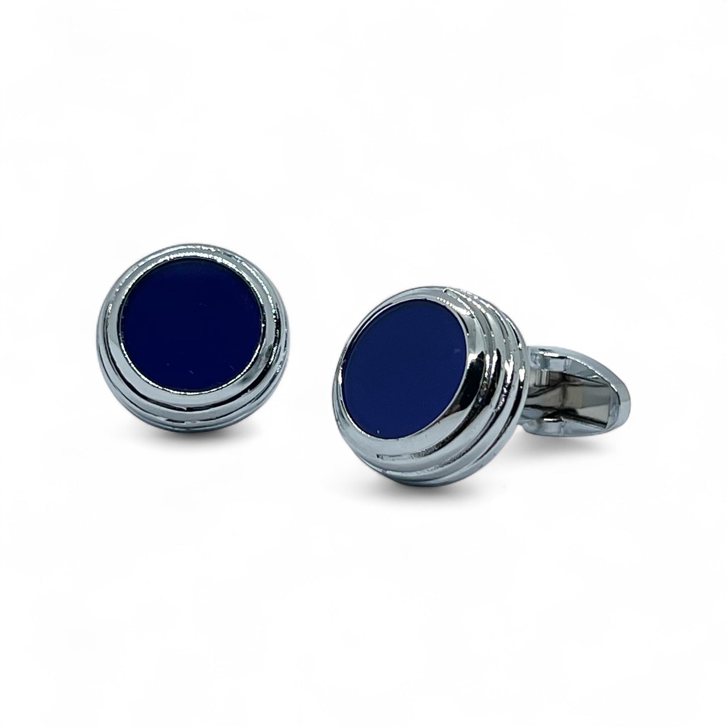 Blue Glass trio Silver Cufflinks