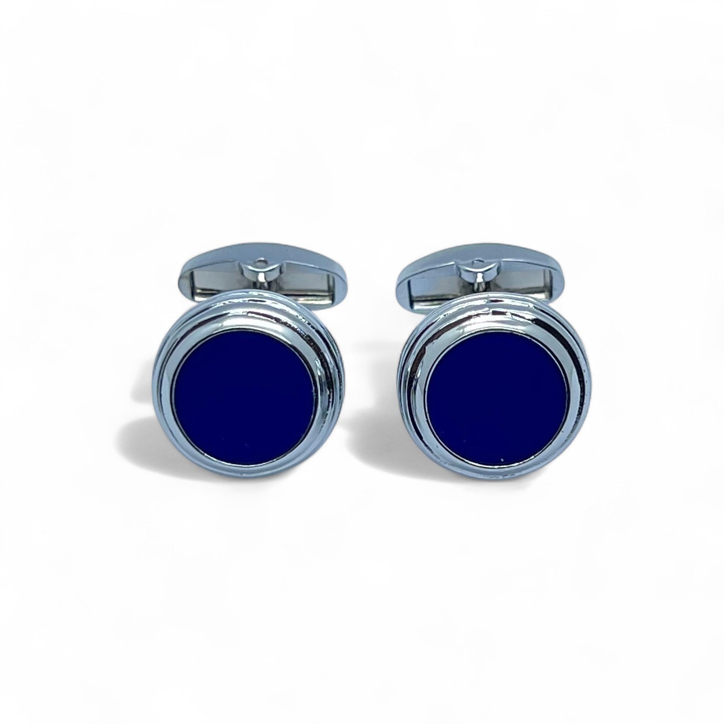 Blue Glass trio Silver Cufflinks