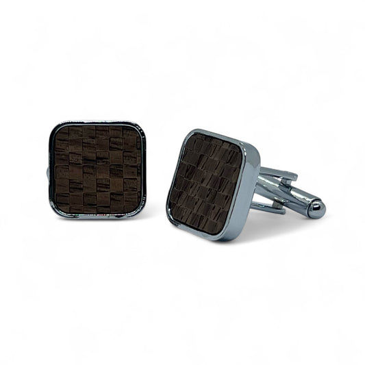 Wooden Chess Silver Cufflinks