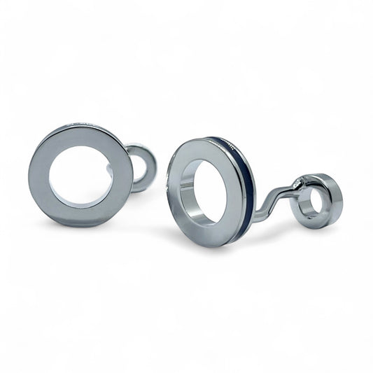 Blue Double Circle Silver Cufflinks