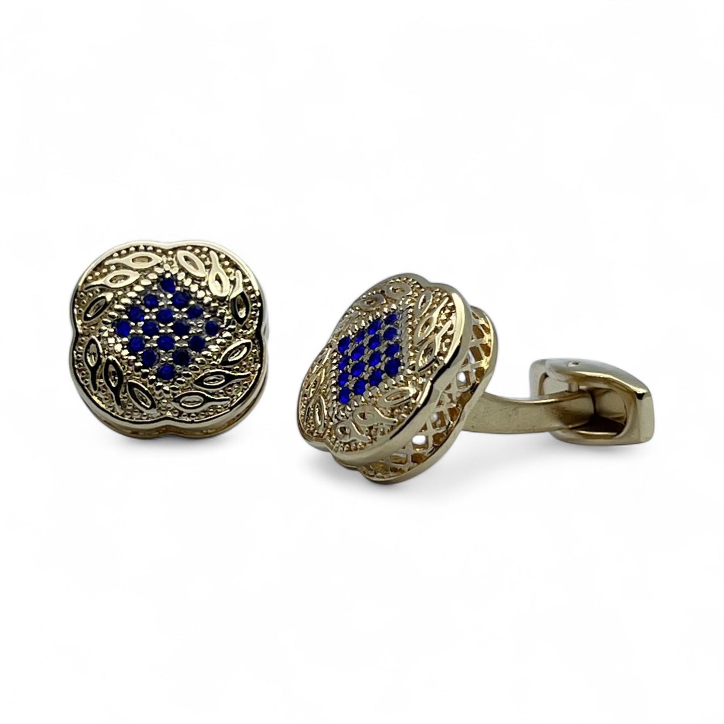 Blue Zircon Flo B Golden Cufflinks