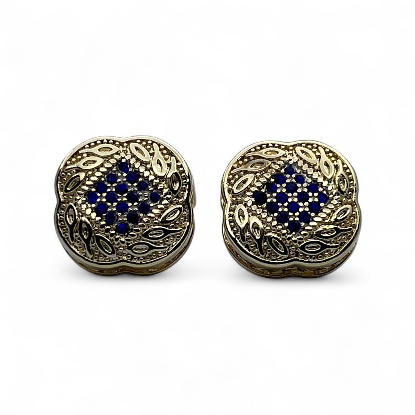 Blue Zircon Flo B Golden Cufflinks