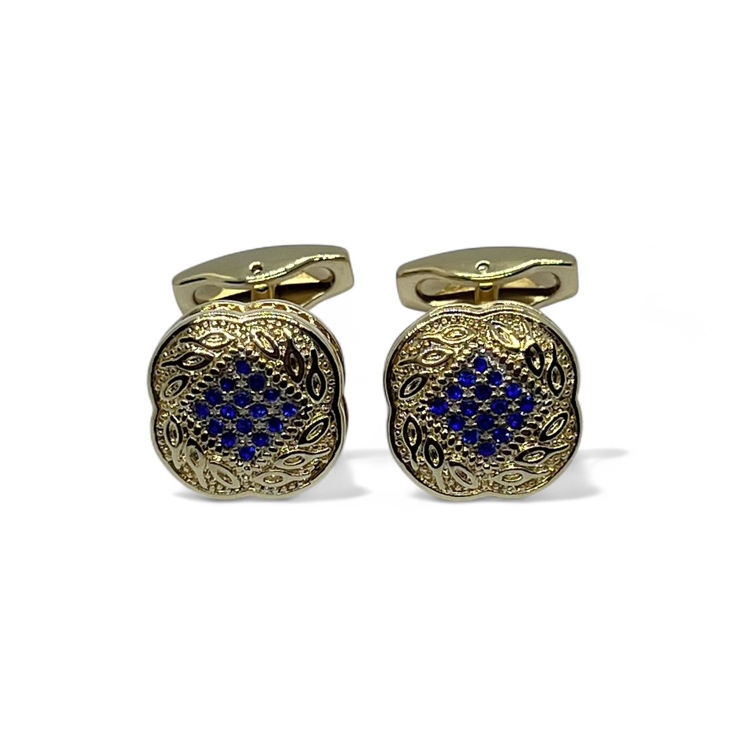 Blue Zircon Flo B Golden Cufflinks