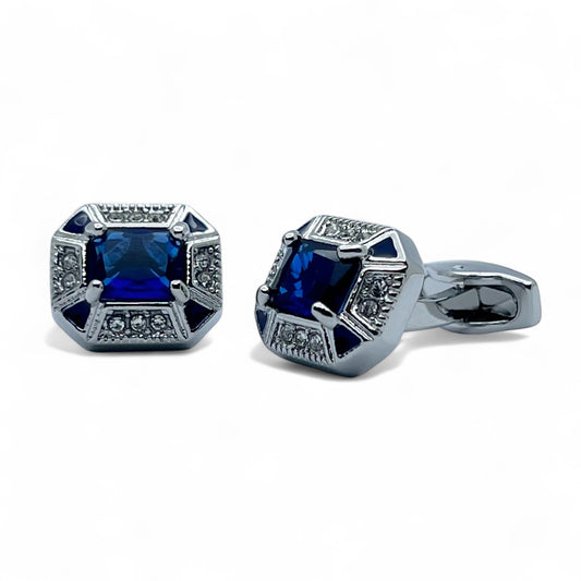 Blue Gem Silver Cufflinks
