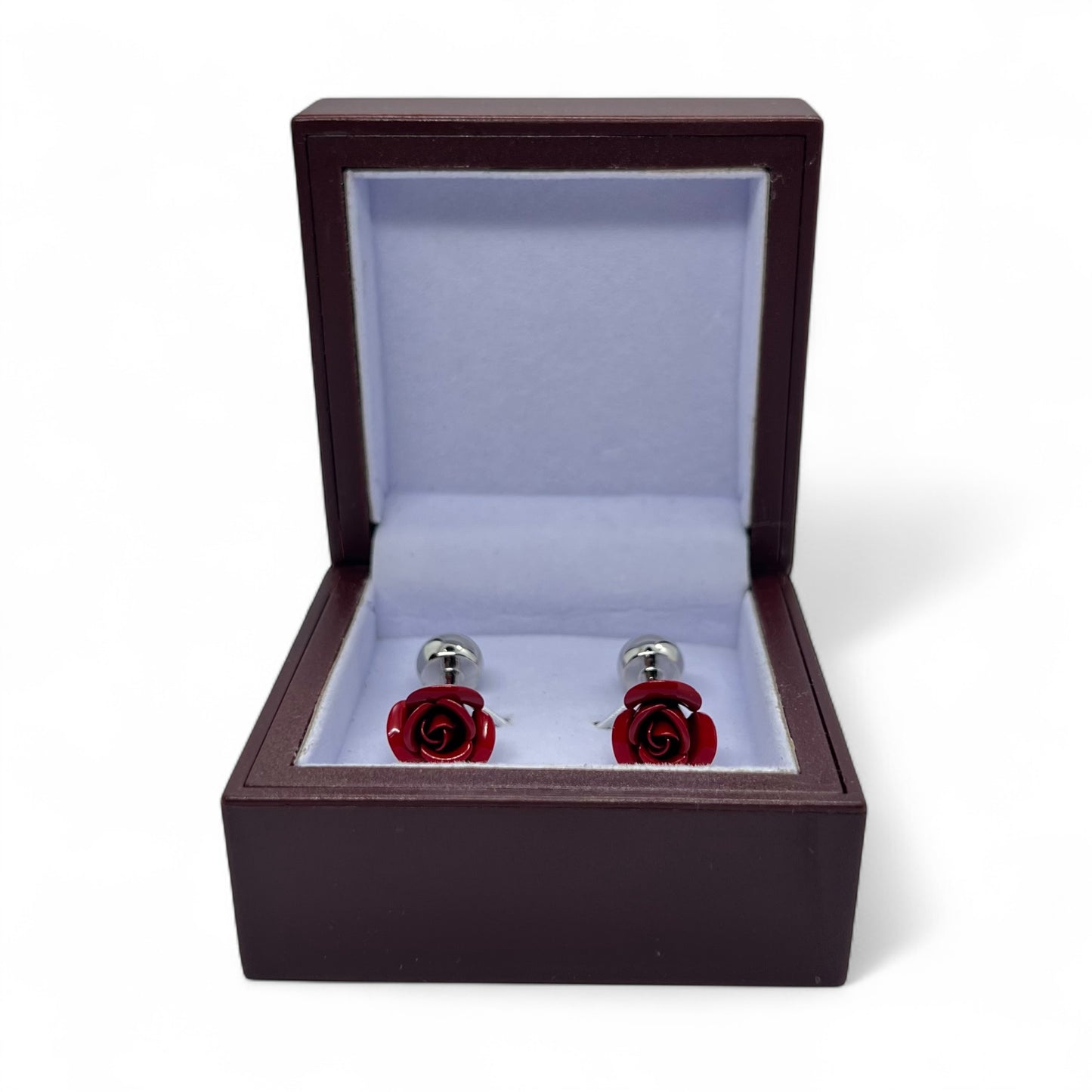 Red Love Rose Flower Cufflinks