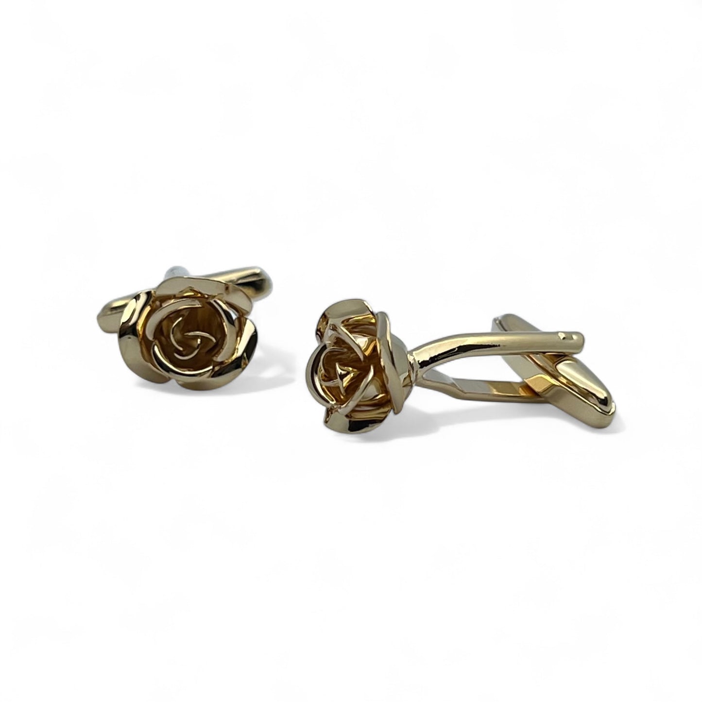 Golden Love Rose Flower B Cufflinks