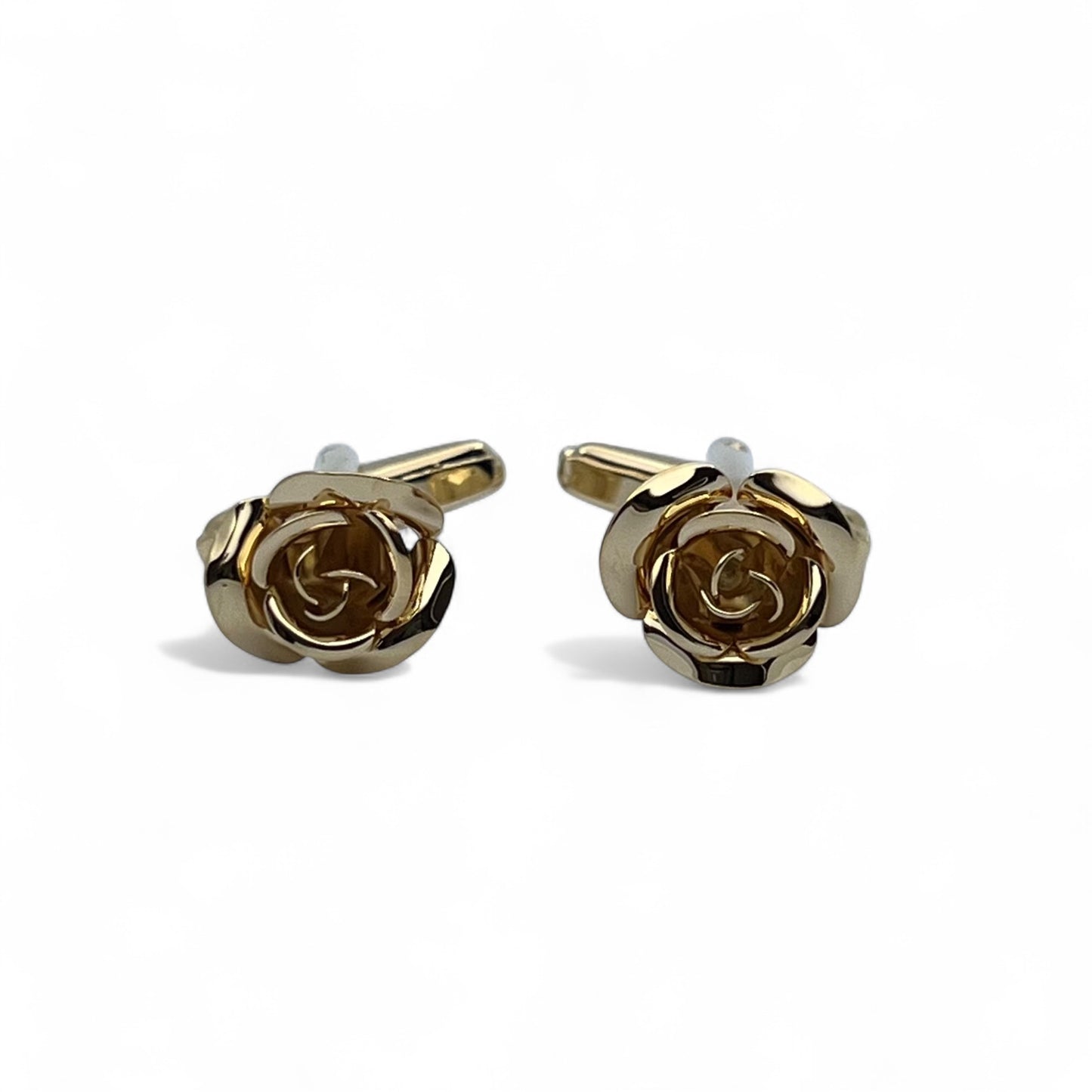 Golden Love Rose Flower B Cufflinks