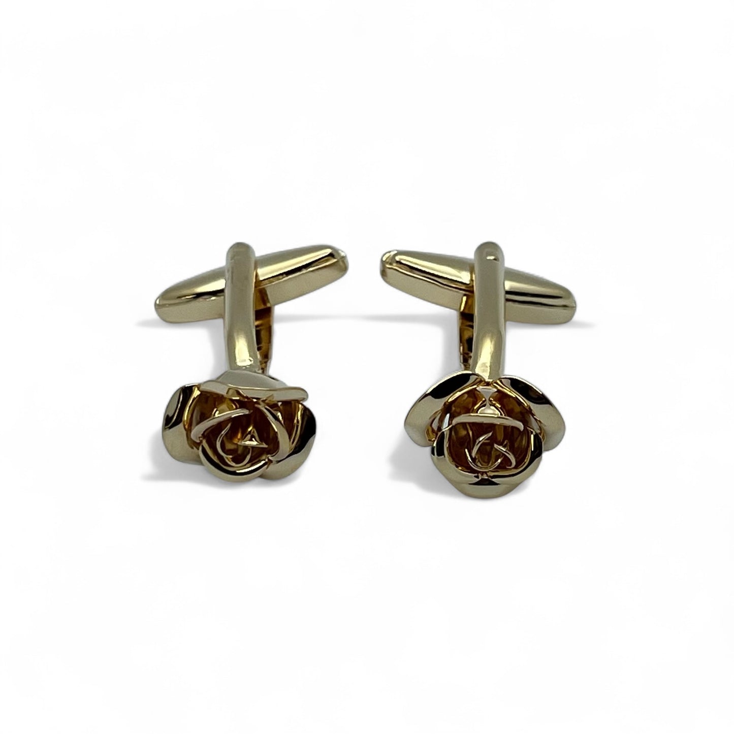 Golden Love Rose Flower B Cufflinks