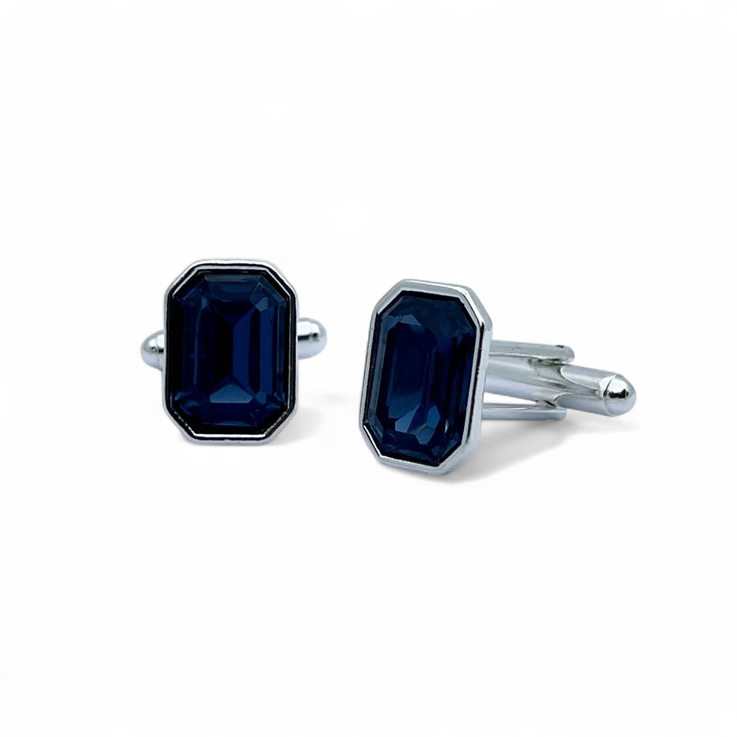 Sapphire-Tone Blue Silver Cufflinks