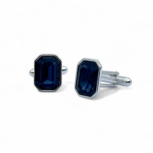 Sapphire-Tone Blue Silver Cufflinks