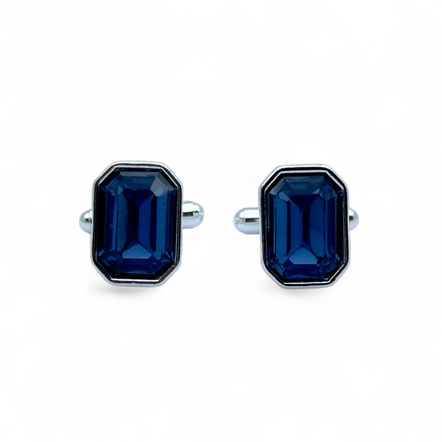 Sapphire-Tone Blue Silver Cufflinks
