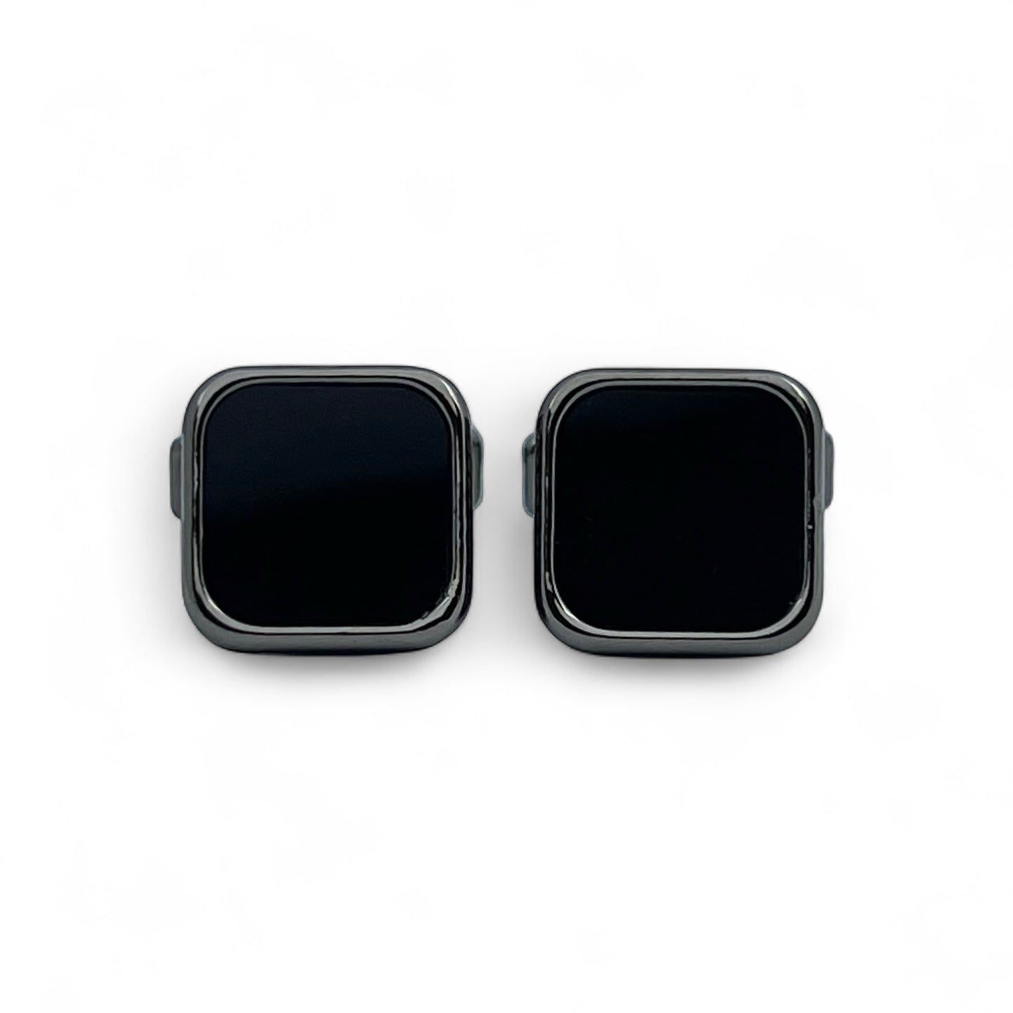 Black Glass B Metal Grey Cufflinks
