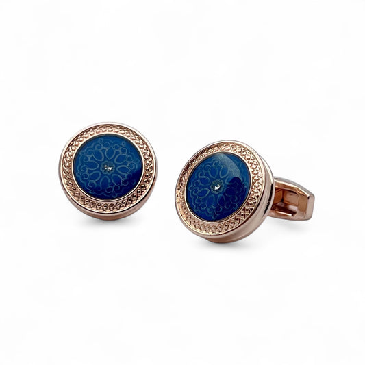 Blue Monarch Rose Gold Cufflinks