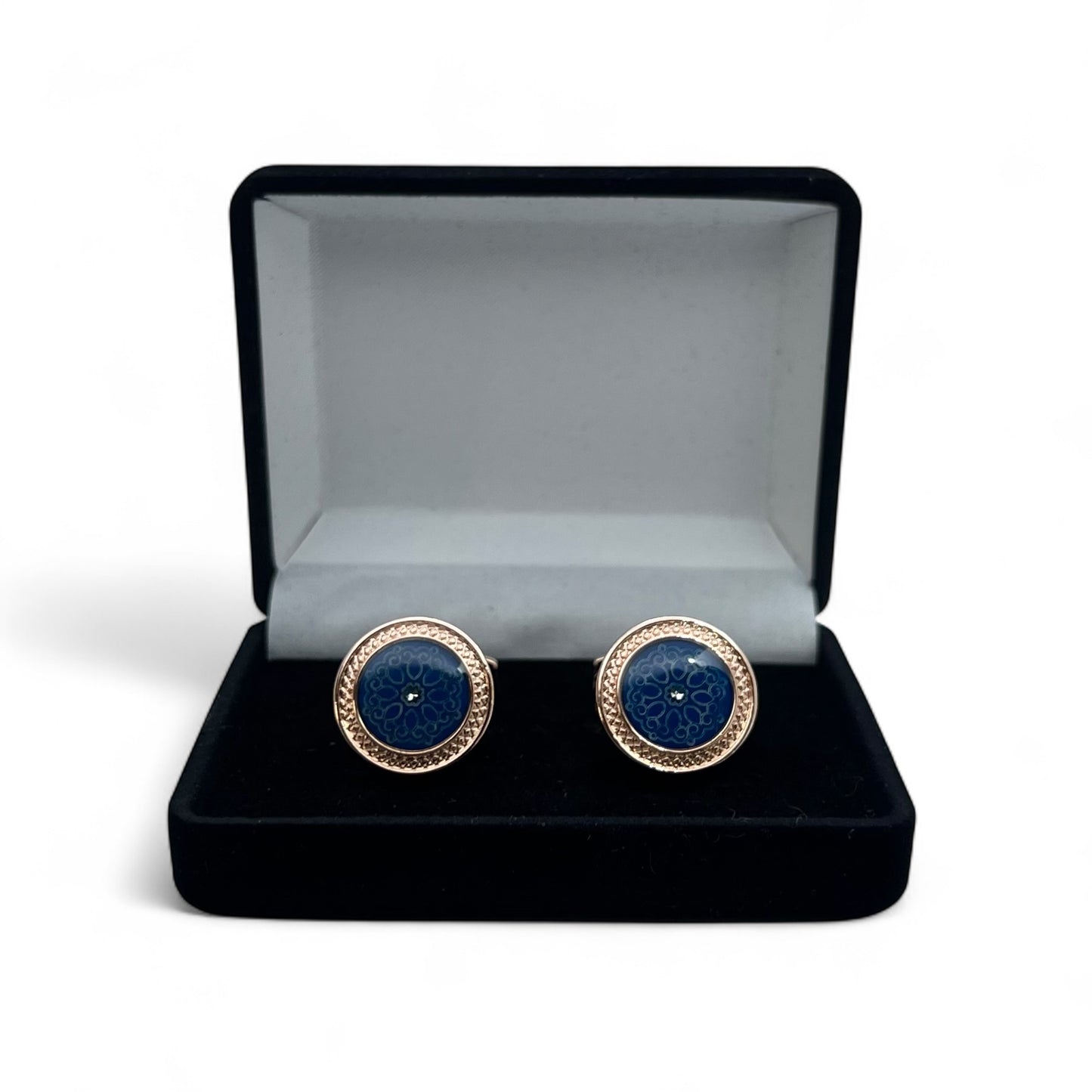 Blue Monarch Rose Gold Cufflinks