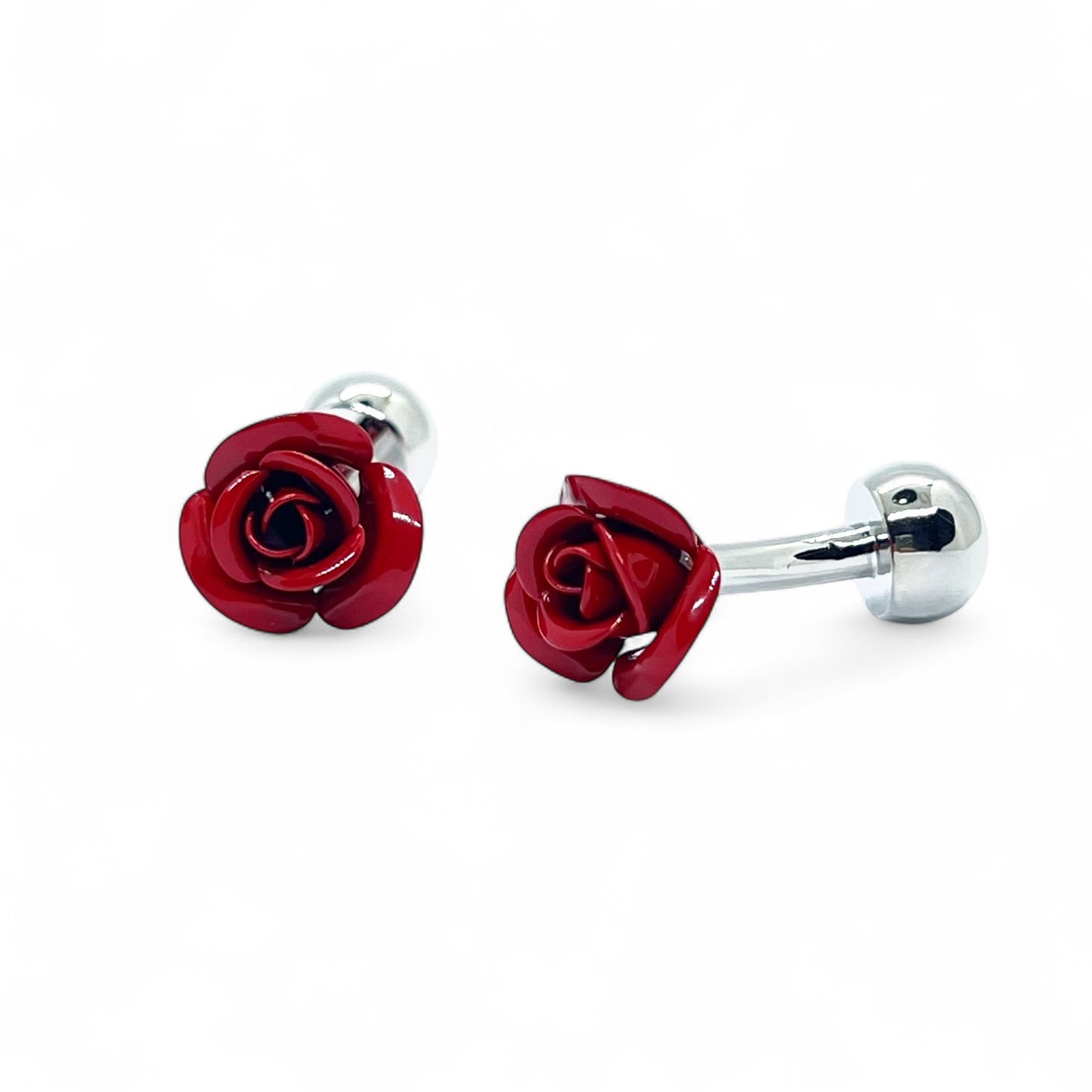 Red Love Rose Flower Cufflinks