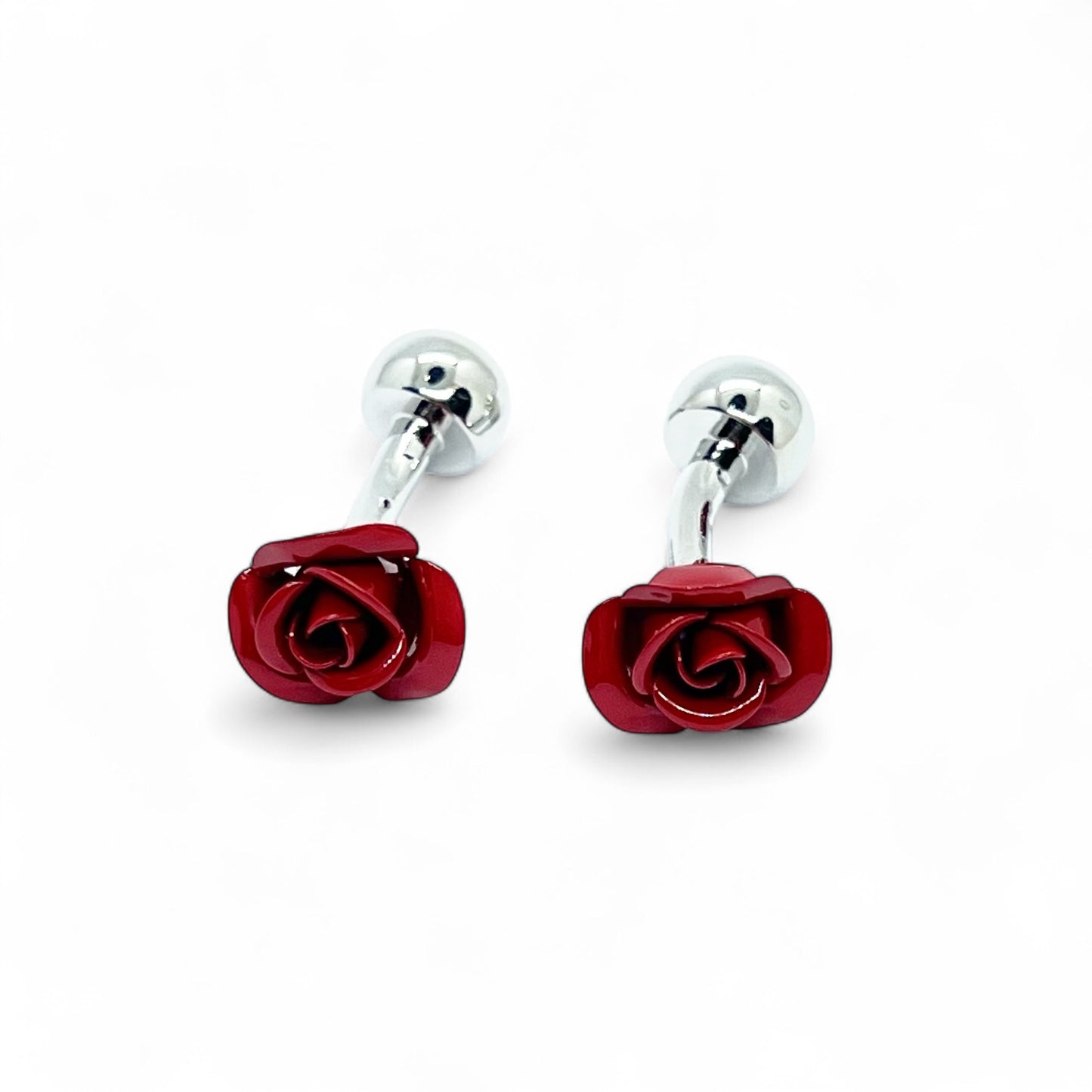 Red Love Rose Flower Cufflinks