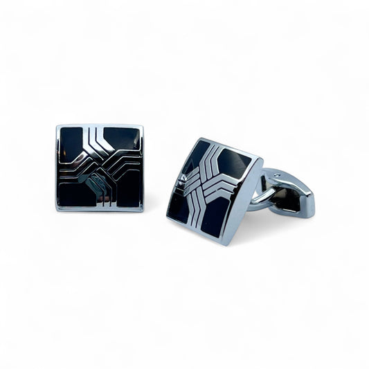 Axis Cross Black Silver Cufflinks