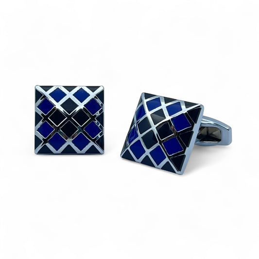 Azure Grid Silver Cufflinks