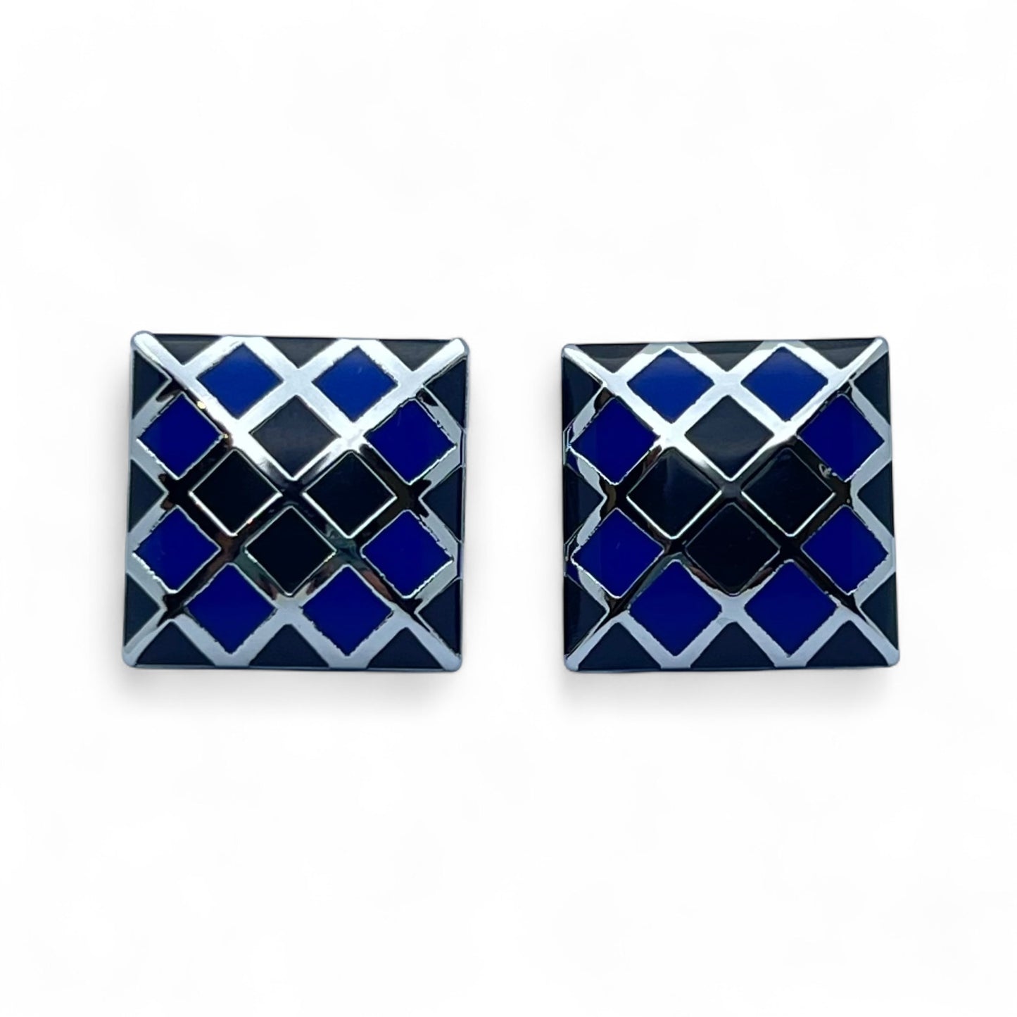 Azure Grid Silver Cufflinks