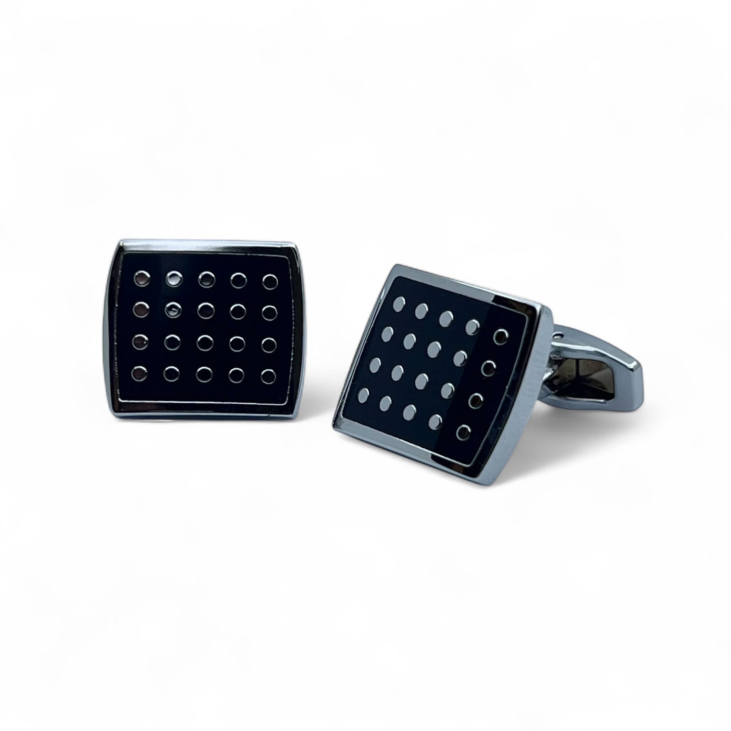 Dotted B Grid Silver Cufflinks