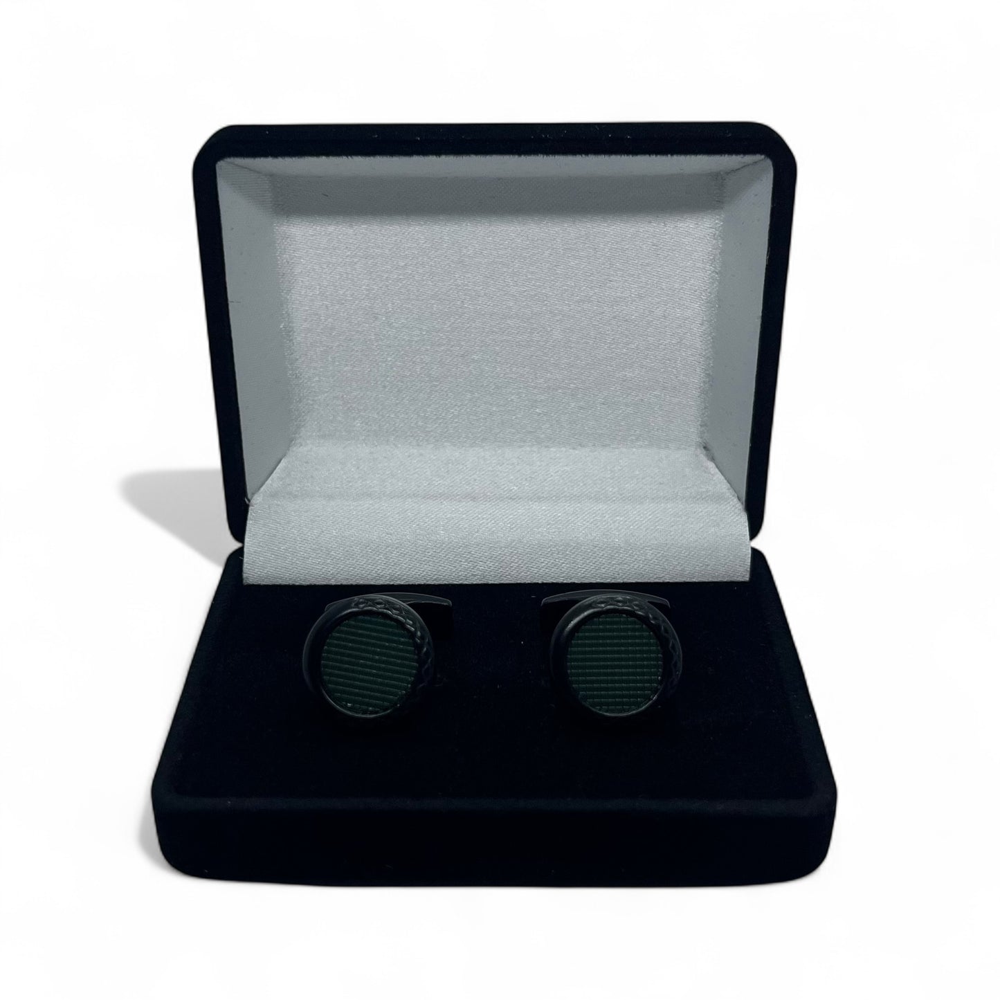 Weave Dark Green Black Cufflinks
