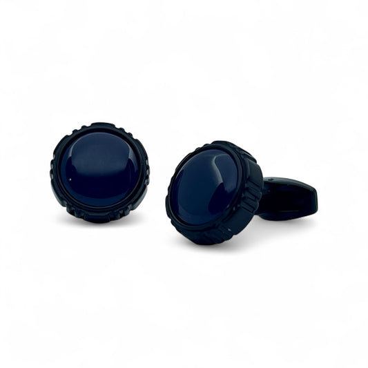Dark Blue Orb Black Cufflinks