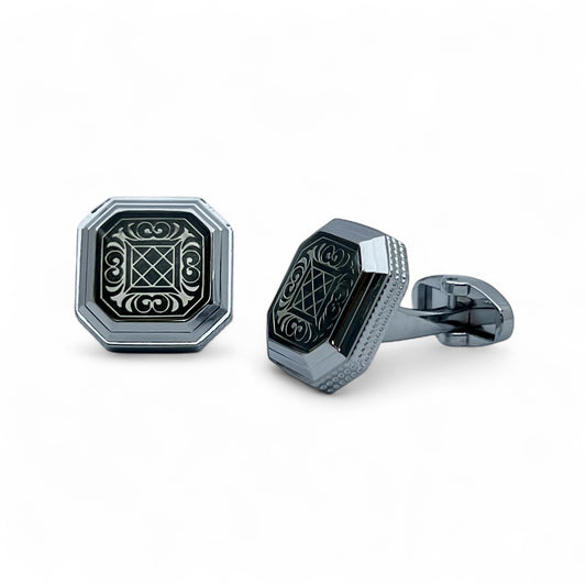 Baroque Edge Silver Cufflinks