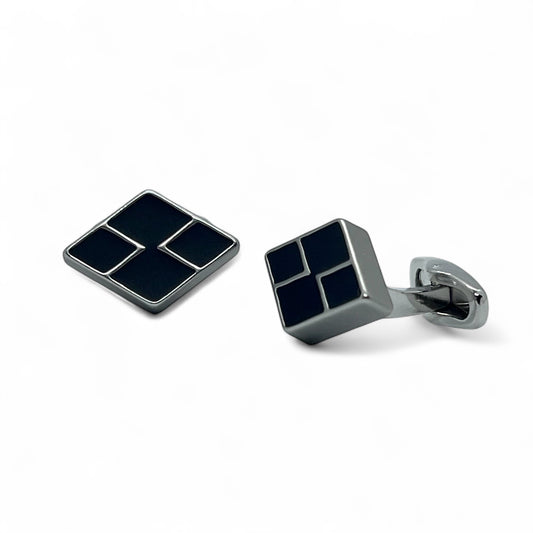 Matrix Edge Matte Silver Cufflinks