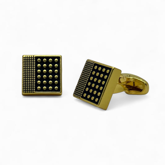 Grid Noir Matte Golden Cufflinks