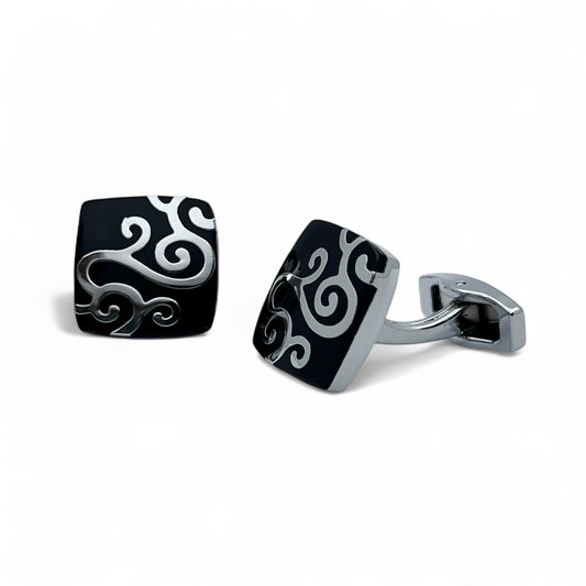 Ebon Flow Silver Cufflinks