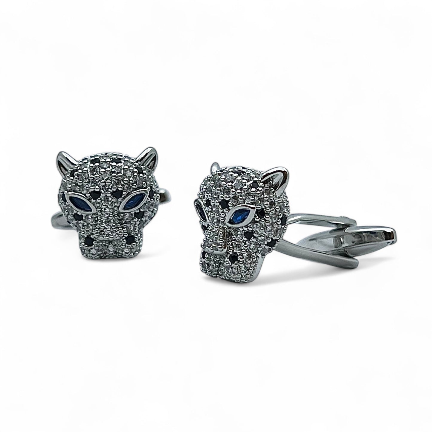 Midnight Panther Silver B Cufflinks