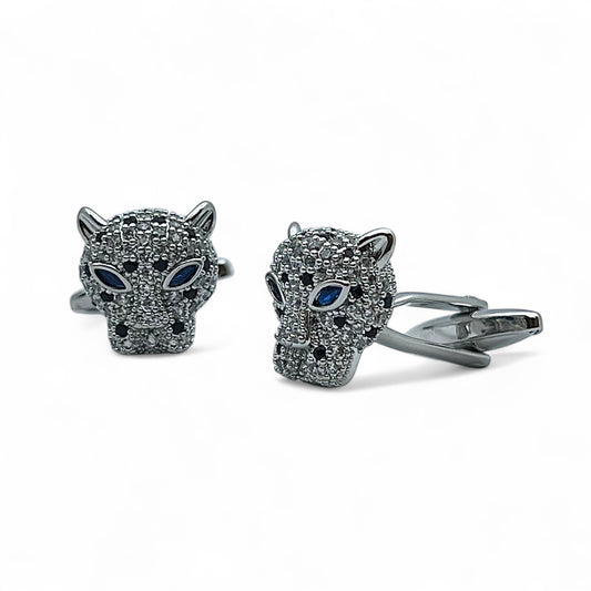 Midnight Panther Silver B Cufflinks