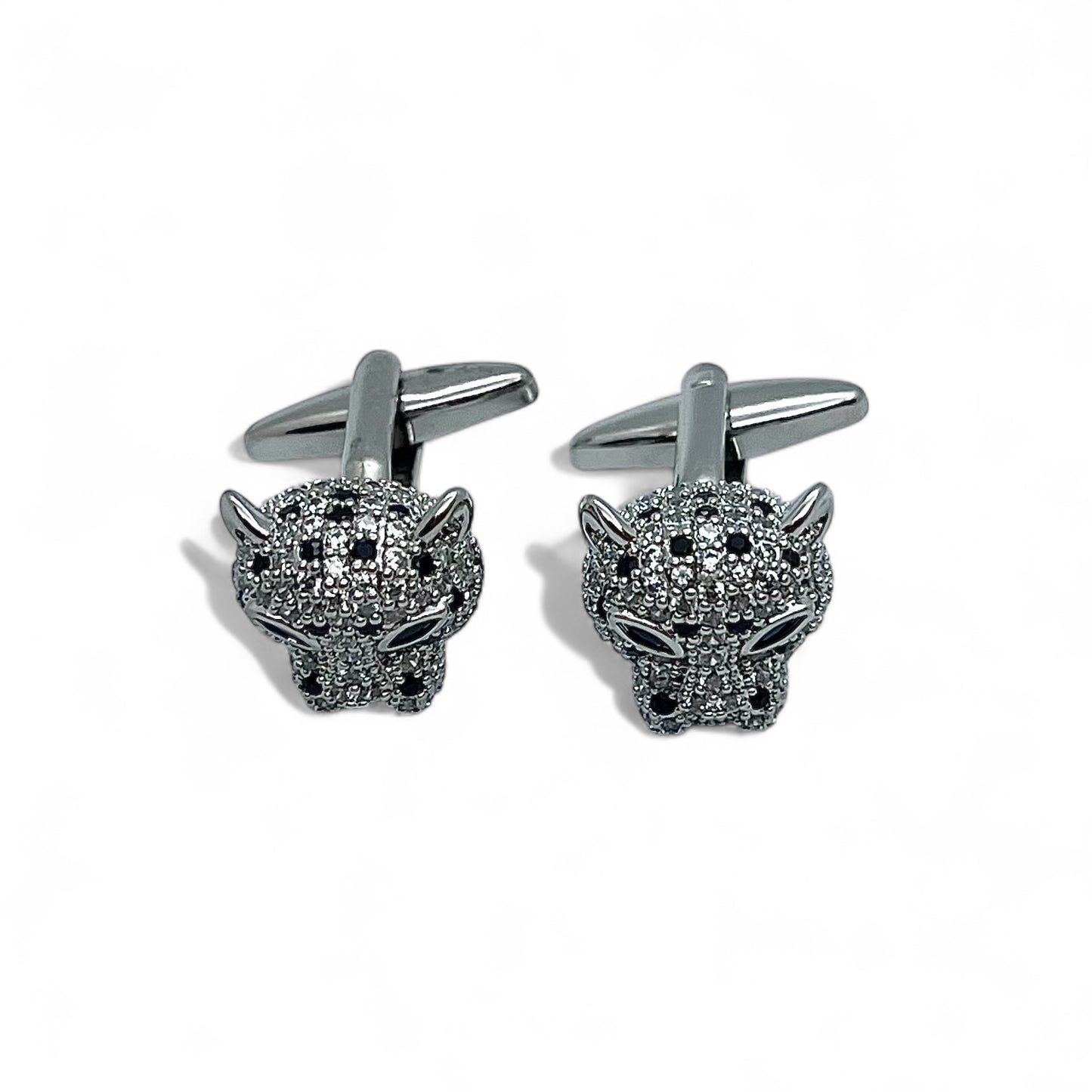 Midnight Panther Silver B Cufflinks