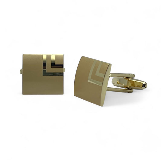 Square Matt Gridlock Golden Cufflinks