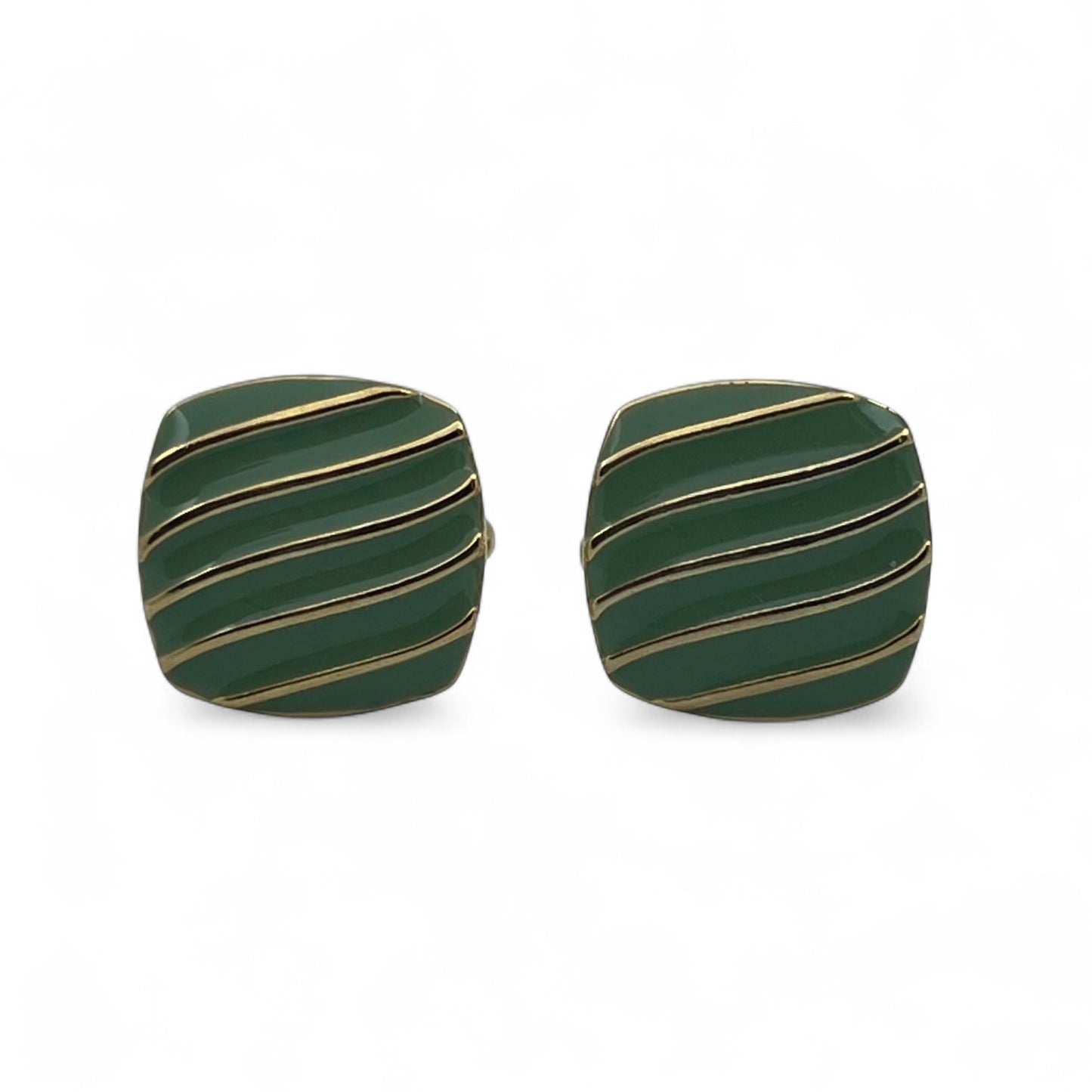Green Vistriped Golden Cufflinks