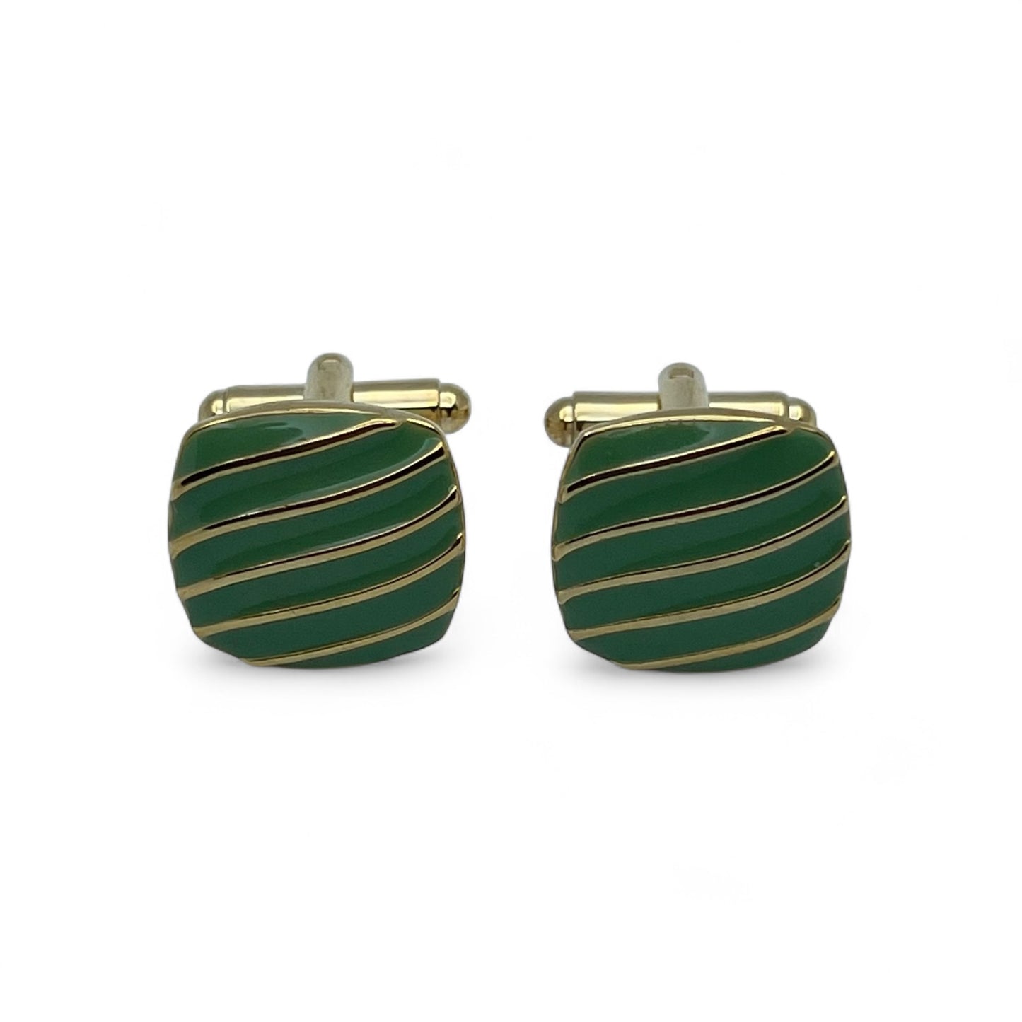 Green Vistriped Golden Cufflinks