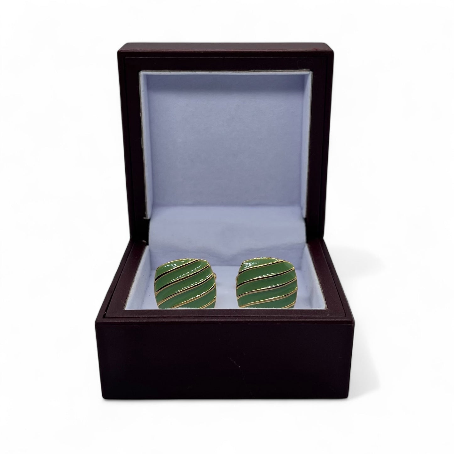 Green Vistriped Golden Cufflinks