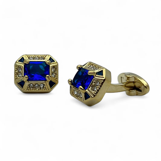 Blue Gem Golden Cufflinks