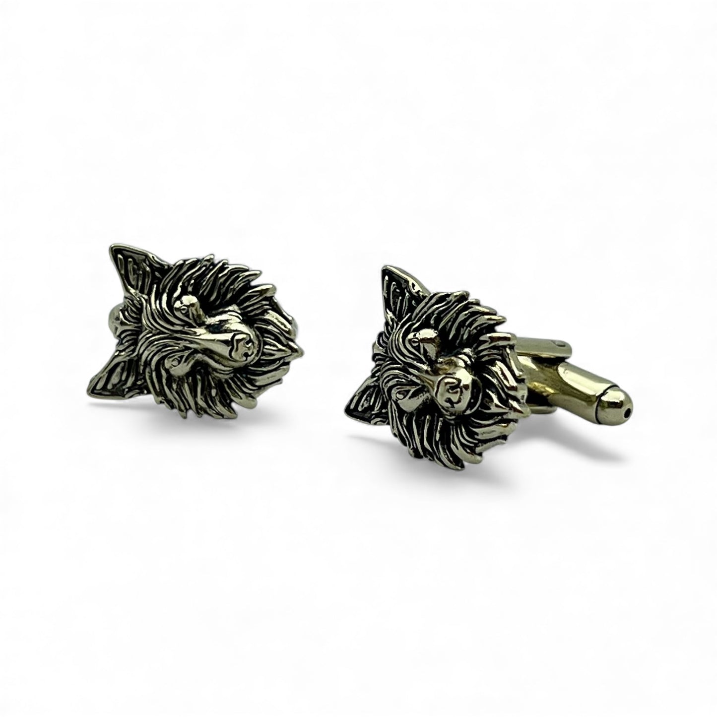 Wolf Face Vintage Style Antique Gold Cufflinks