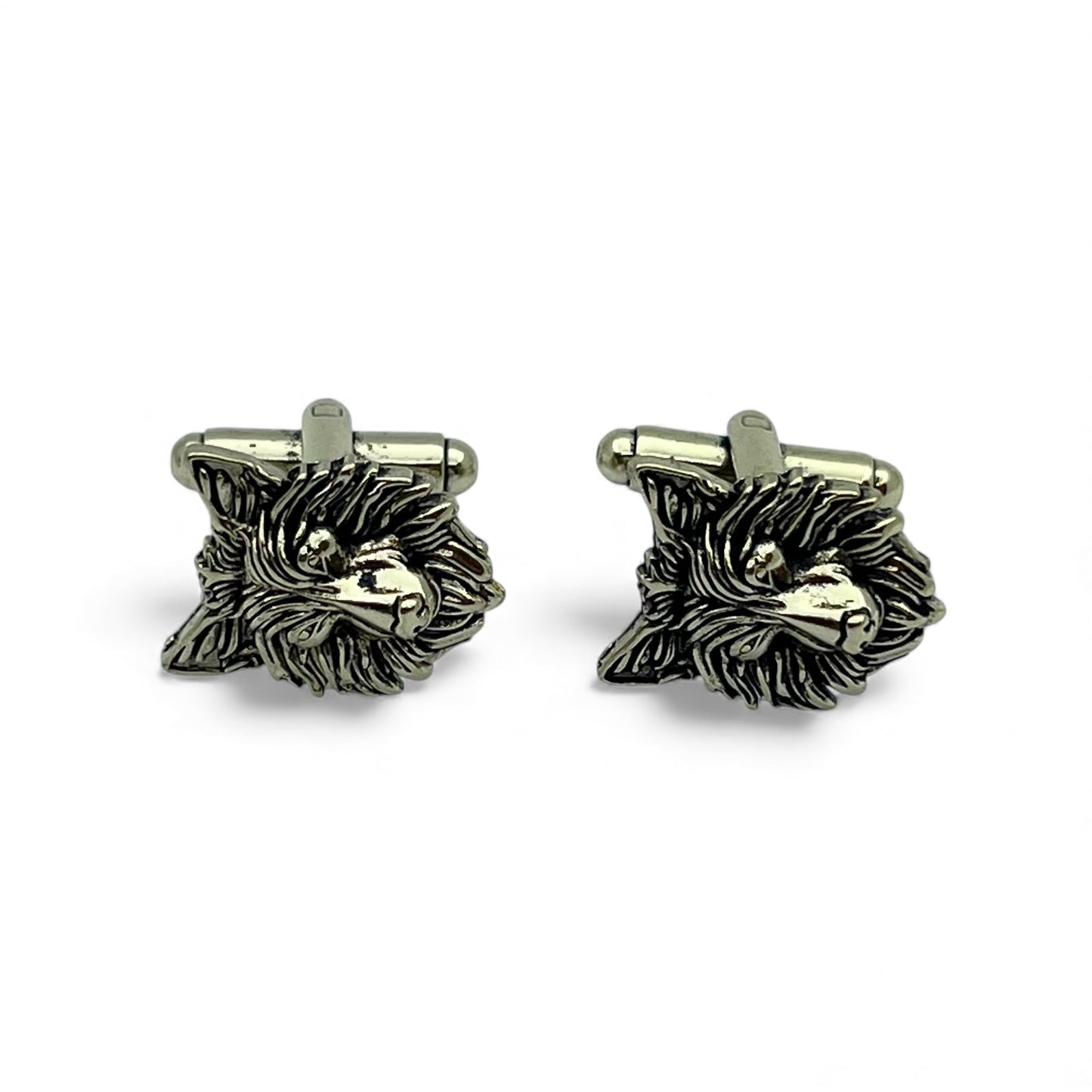 Wolf Face Vintage Style Antique Gold Cufflinks