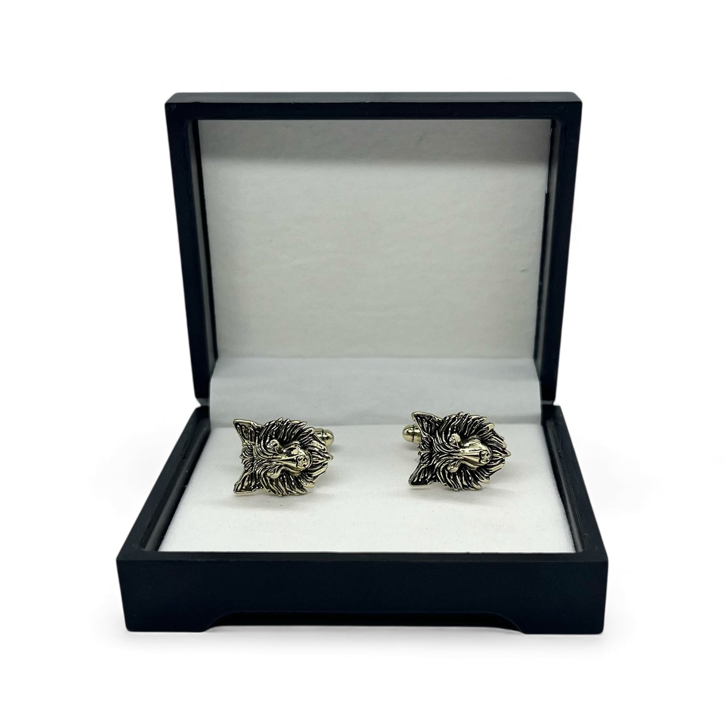 Wolf Face Vintage Style Antique Gold Cufflinks