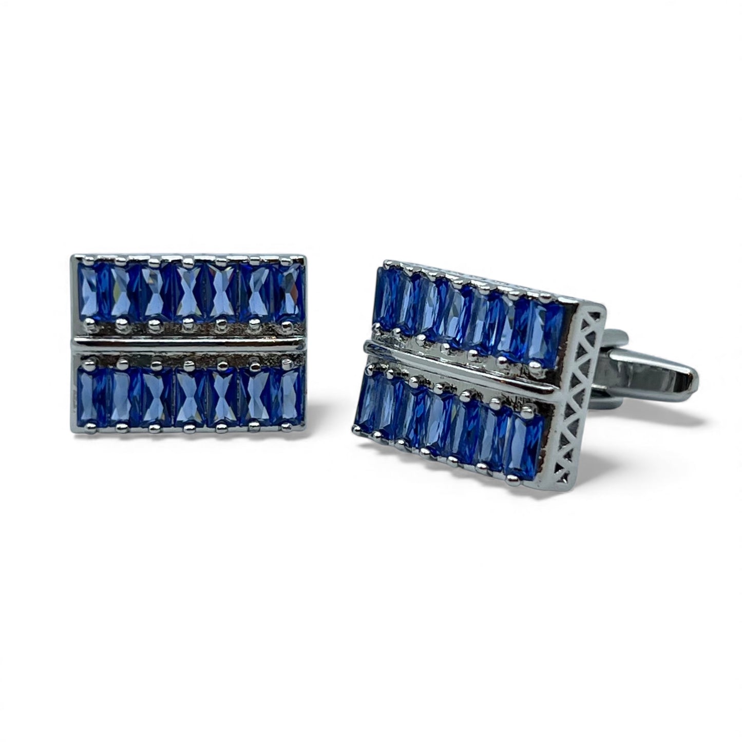 Imperial Blue Row Silver Cufflinks
