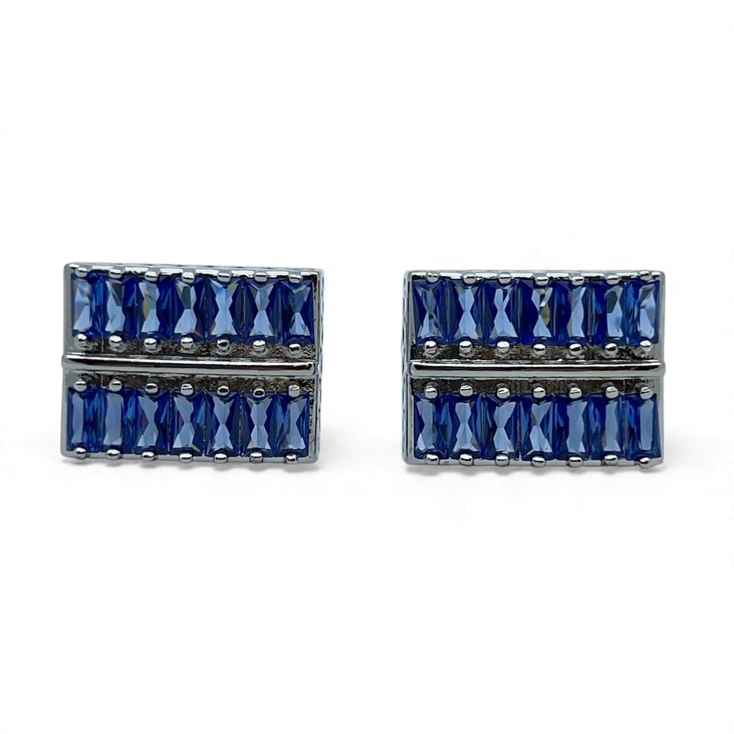 Imperial Blue Row Silver Cufflinks