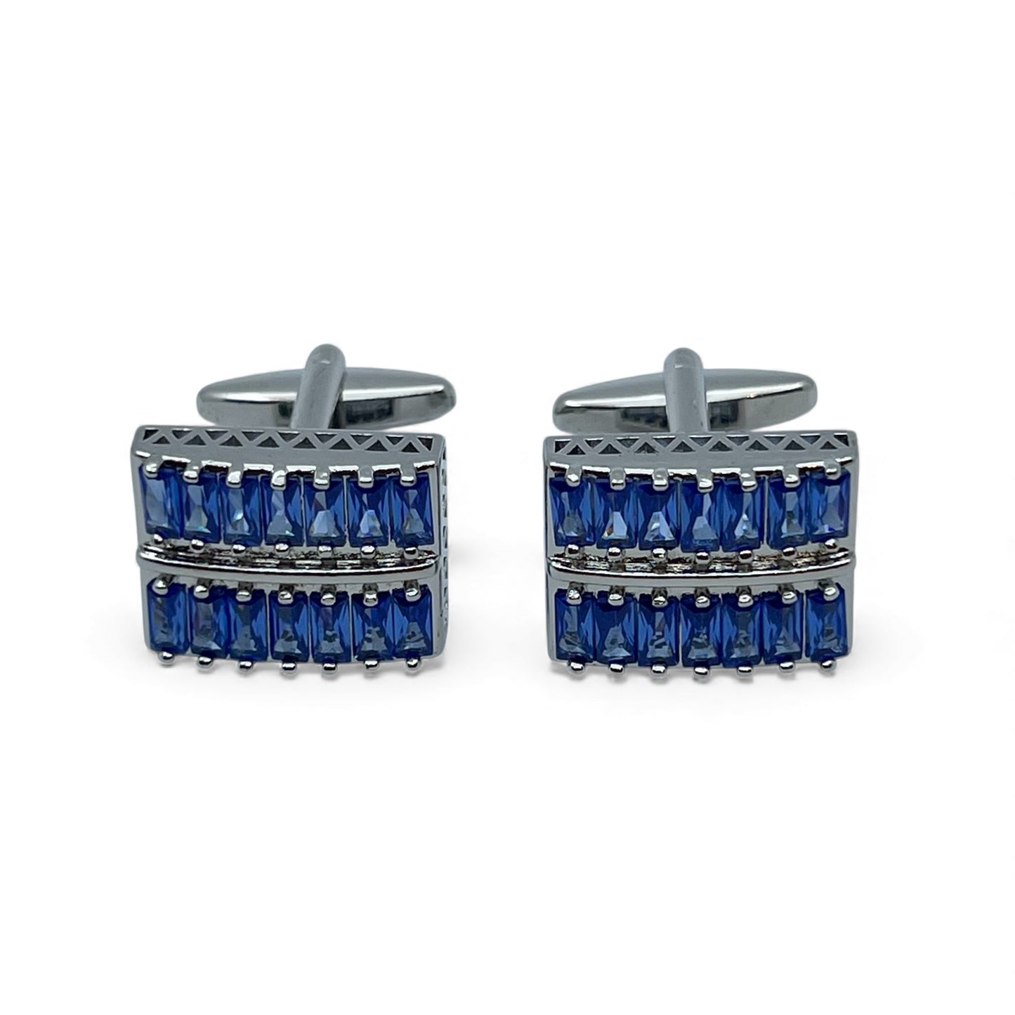 Imperial Blue Row Silver Cufflinks