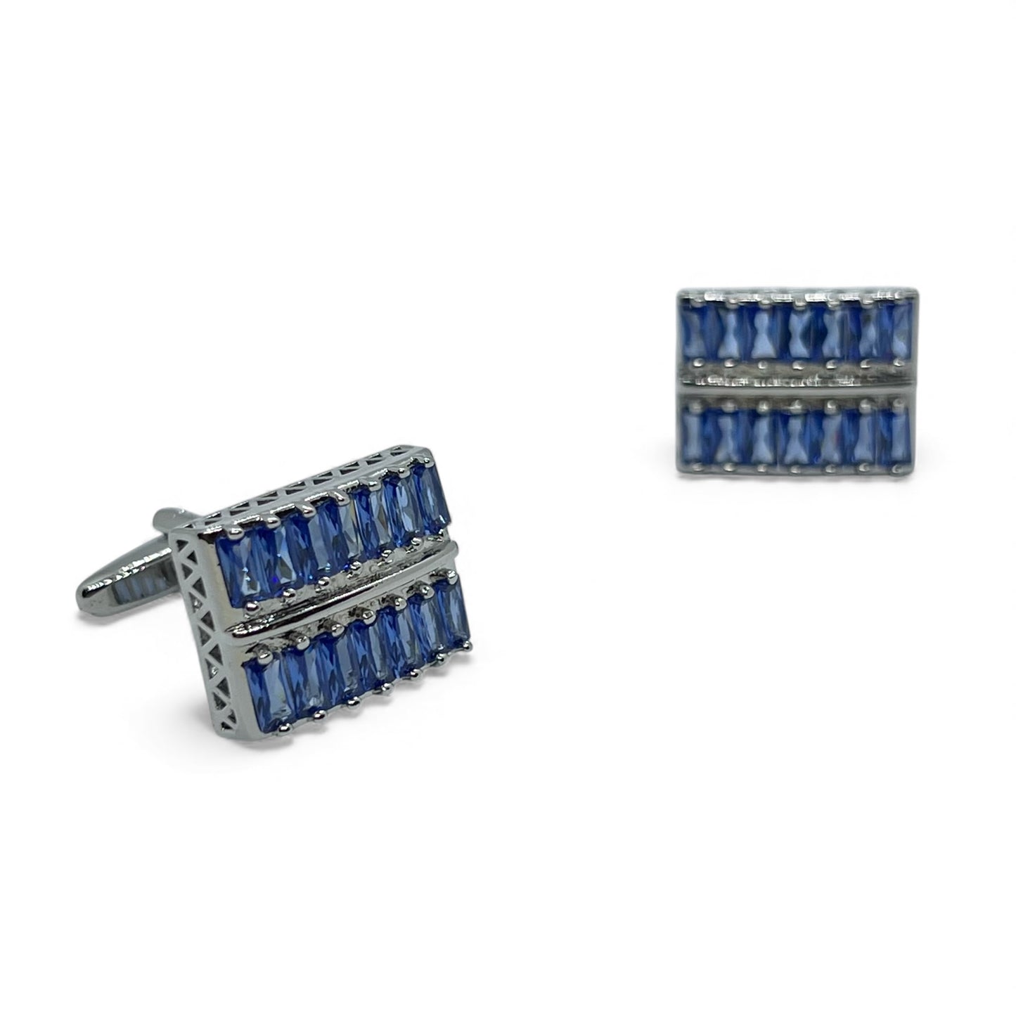 Imperial Blue Row Silver Cufflinks