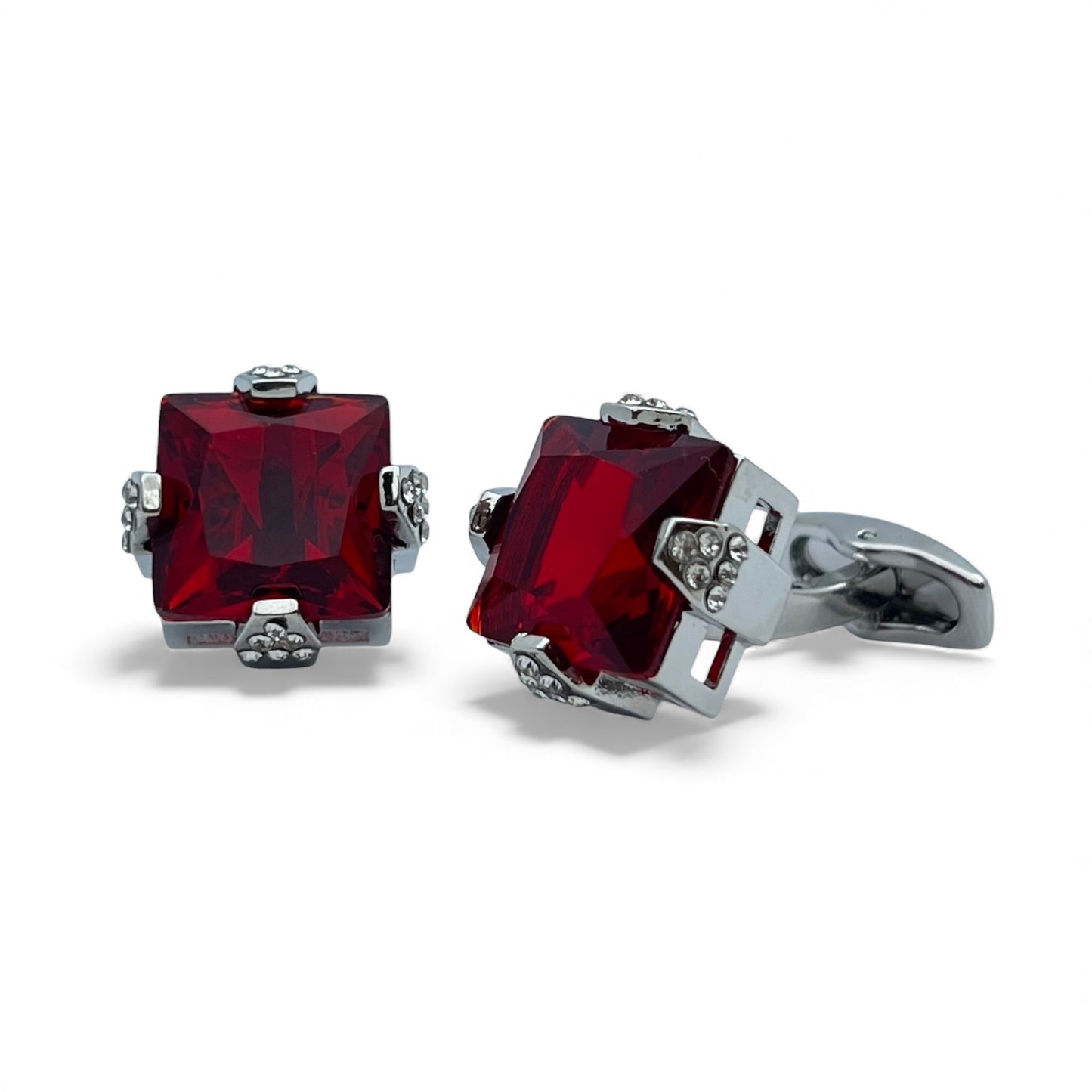 Red Axis Silver Cufflinks