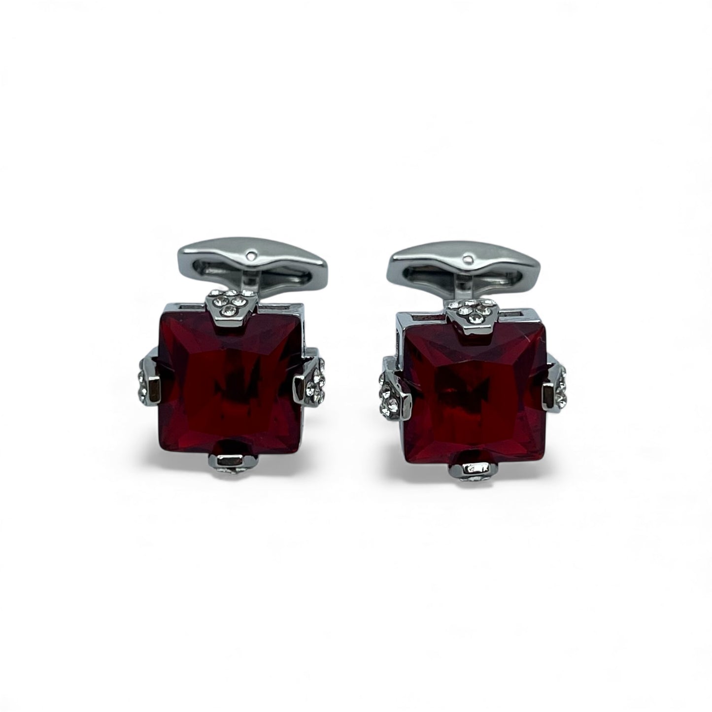 Red Axis Silver Cufflinks