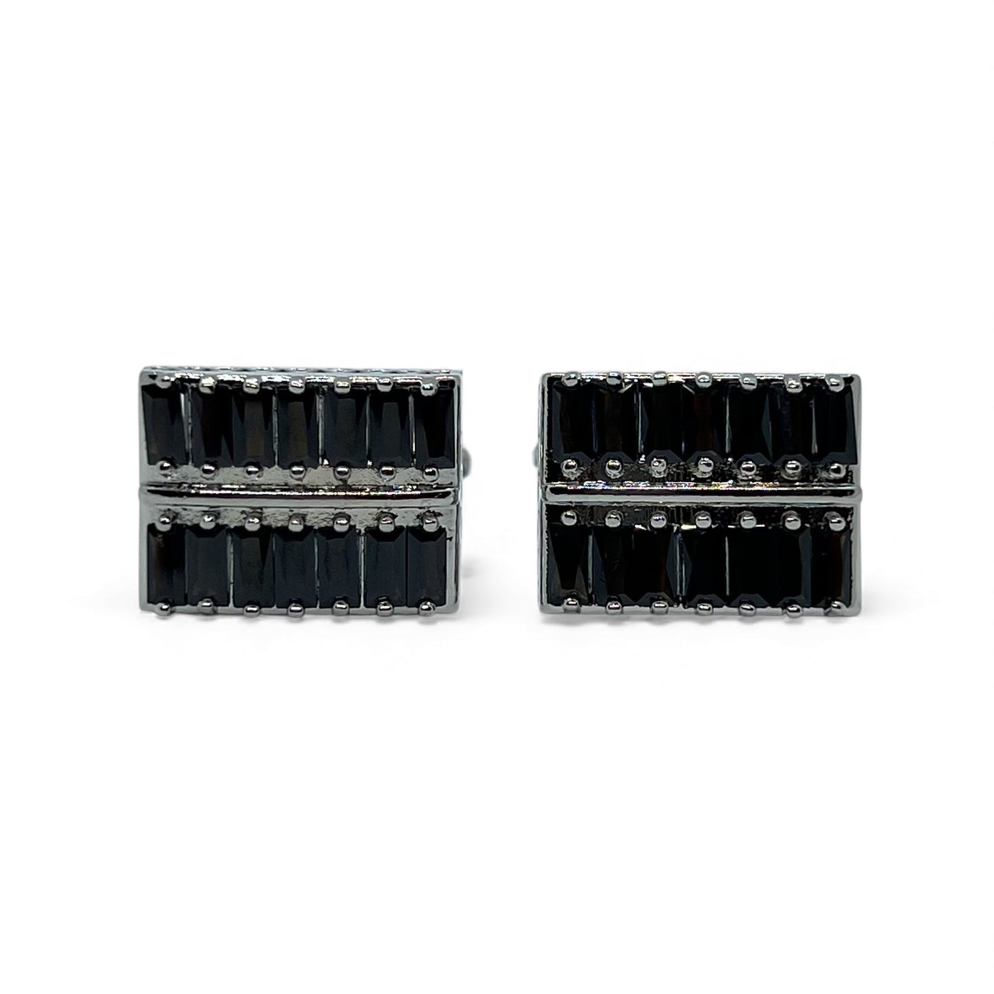Imperial Black Row Silver Cufflinks