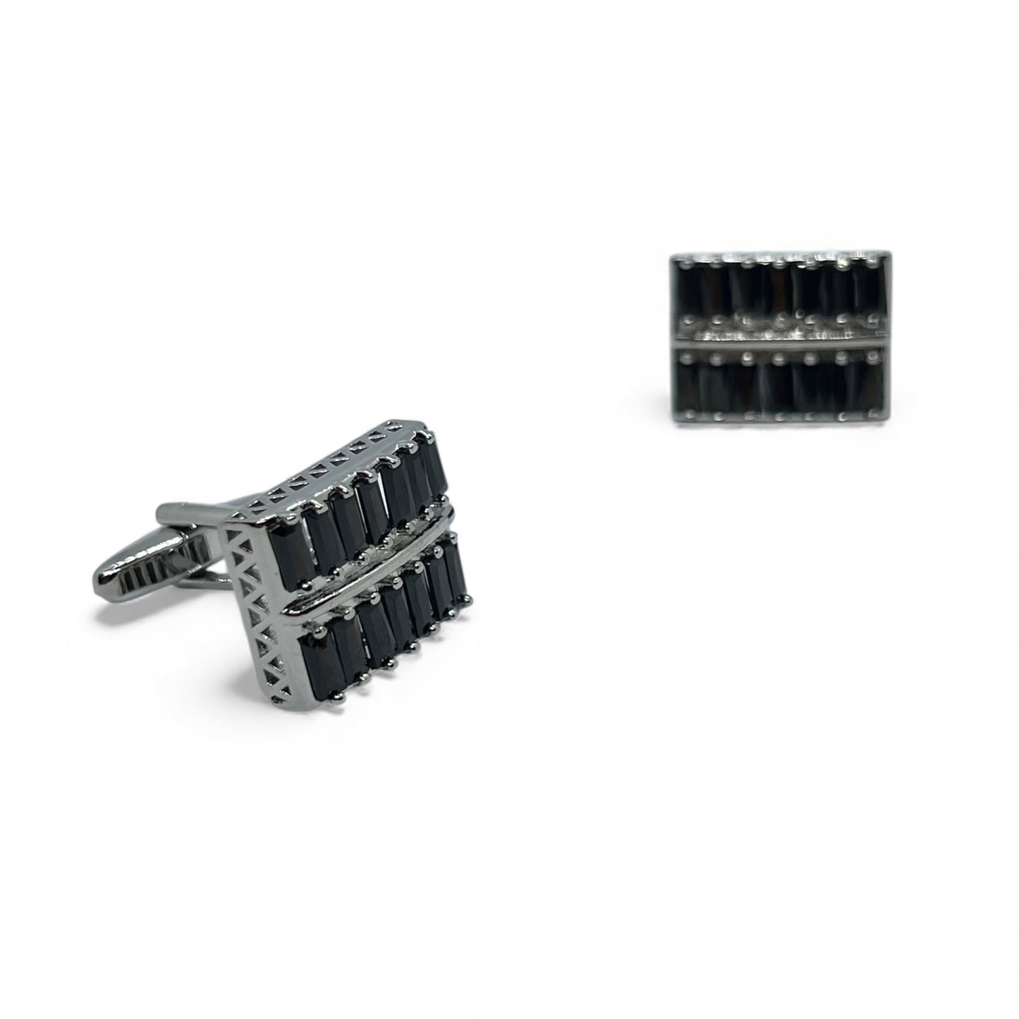 Imperial Black Row Silver Cufflinks